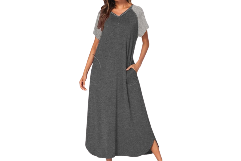 nursing nightgown, nursing dress, maternity nightgown, hospital gown, breastfeeding friendly nightgown